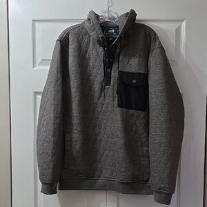 Gray Quilted Hoodie with Black Accents, Men's XL